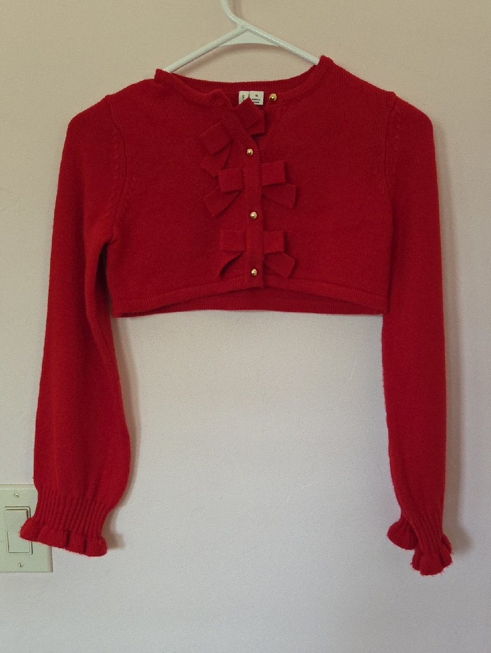 Janie and Jack Red Bow-Front Cropped Cardigan
